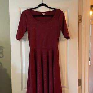 LuLaRoe Burgundy Long Sleeve Dress